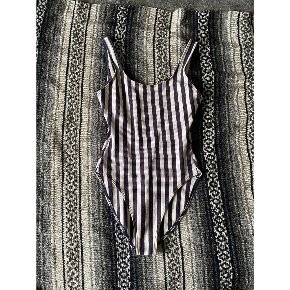 Navy & White Striped Vintage Swimsuit